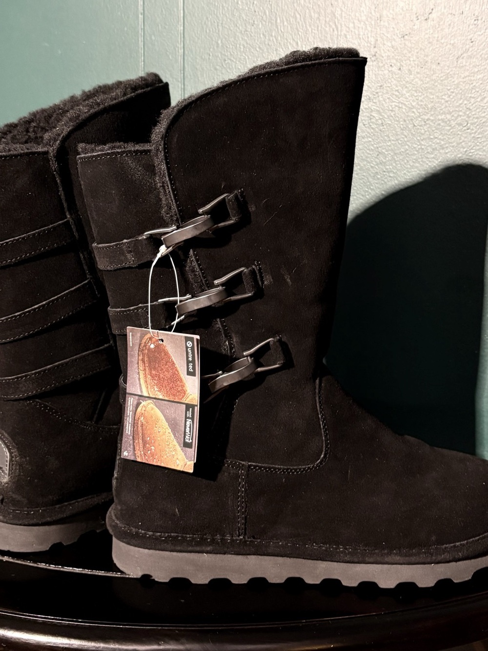 Bearpaw Jenna Tall Buckle Winter Boots Black US 10